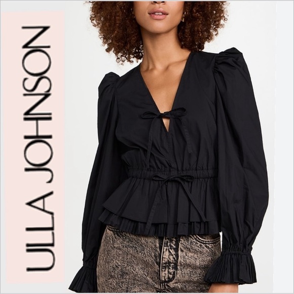 NWOT ULLA Johnson Ren Blouse in black 2 - Picture 1 of 12